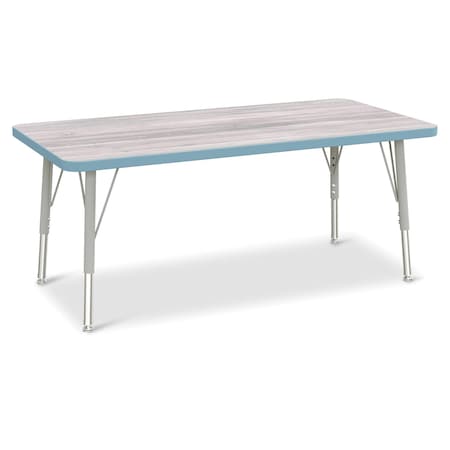 Jonti-Craft Berries Rectangle Activity Table, 24 in. x 48 in., E-height, Driftwood Gray/Coastal Blue/Gray 6403JCE452